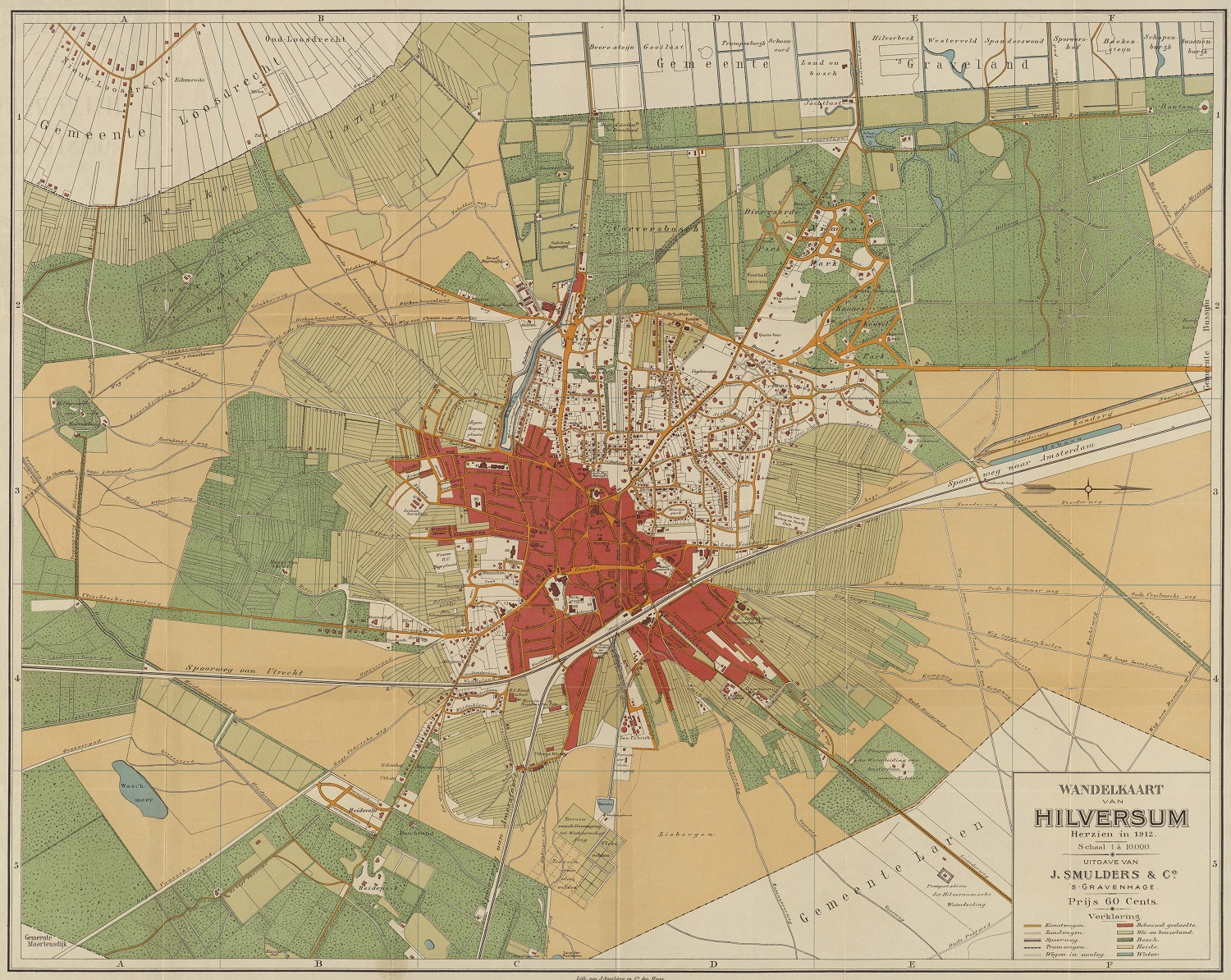 Wandelkaart van Hilversum uit 1912