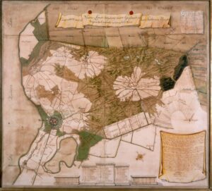 Oude kaart van het Gooiland met de grensscheiding met het Sticht (Utrecht)