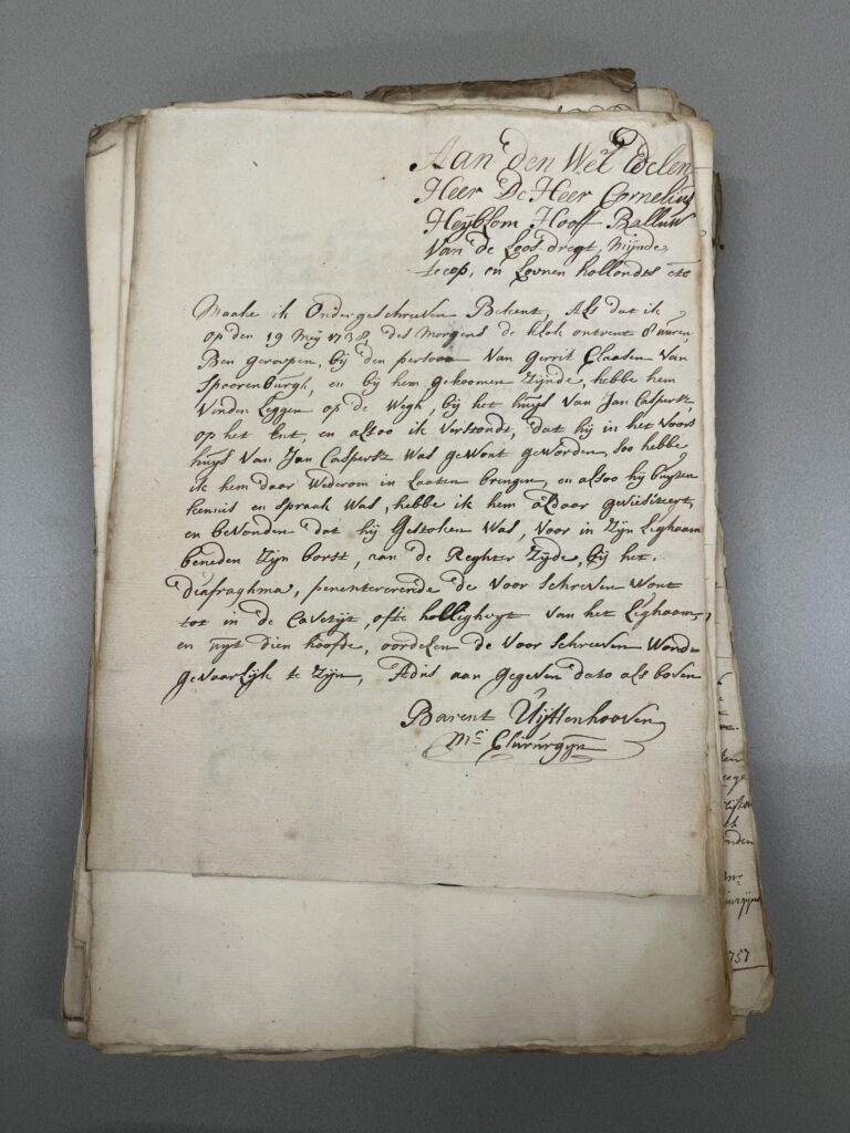 Minuten van akte van lijkenschouw sagv155.6+1334